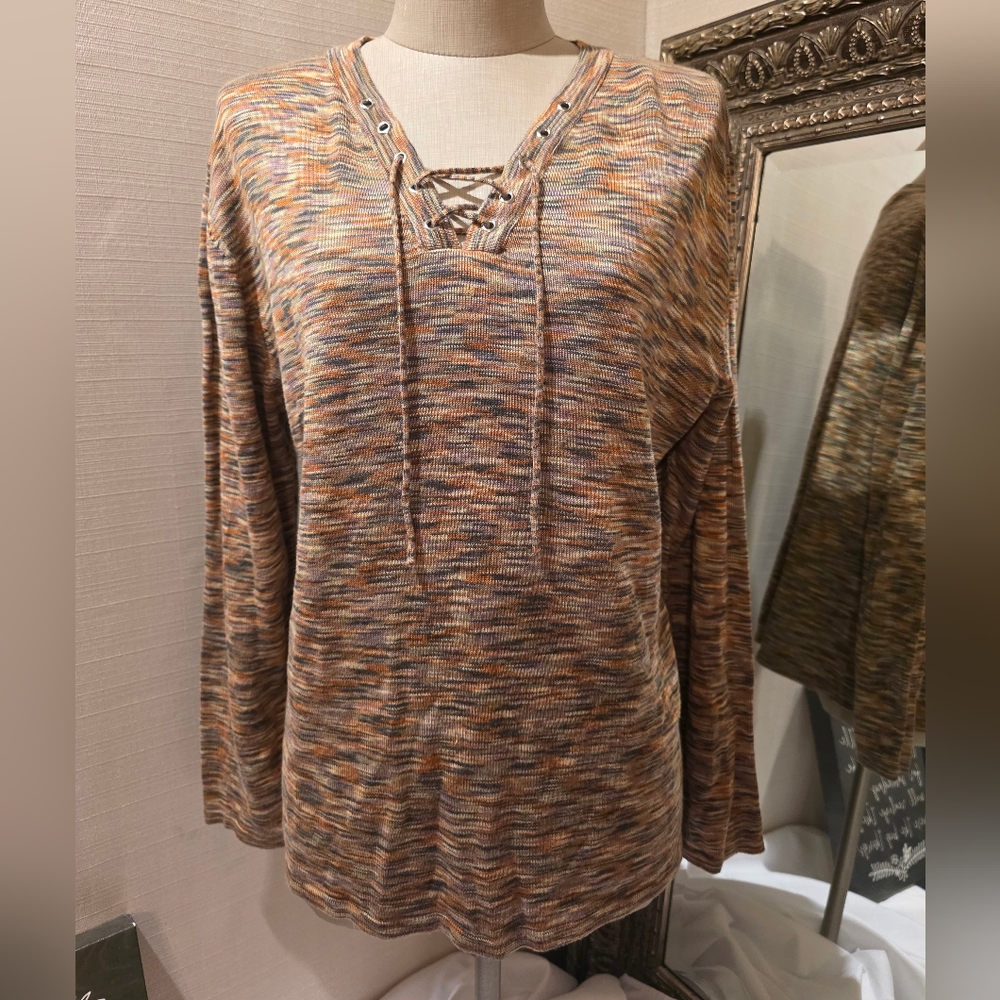 Vintage Abito Multicolor Knit Long Sleeve Top. Sz LG.  EUC.